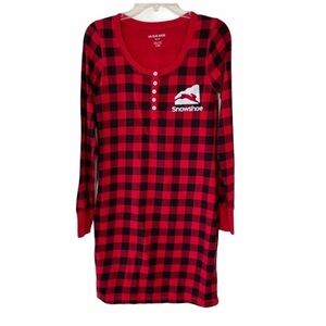 Little Blue House Snowshoe Pajama Dress Red XS